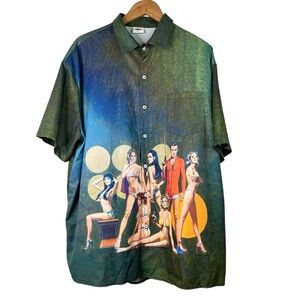 Catch the Waves FYDUDE Men's Shirt Short Sleeve Button Up 007 James Bond 2XL